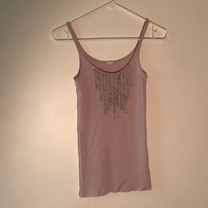 Lavender cotton tank with silk ruffle detail